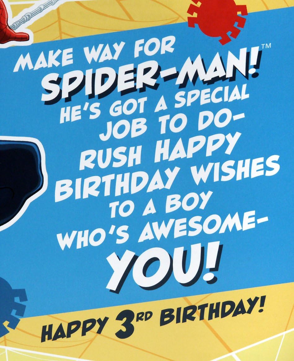 Amazon Com Hallmark Spider Man 3rd Birthday Card For Boy