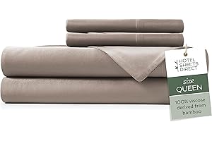 Hotel Sheets Direct 100% Viscose Derived from Bamboo Sheets Queen - Cooling Luxury Bed Sheets w Deep Pocket - Silky Soft - Sand