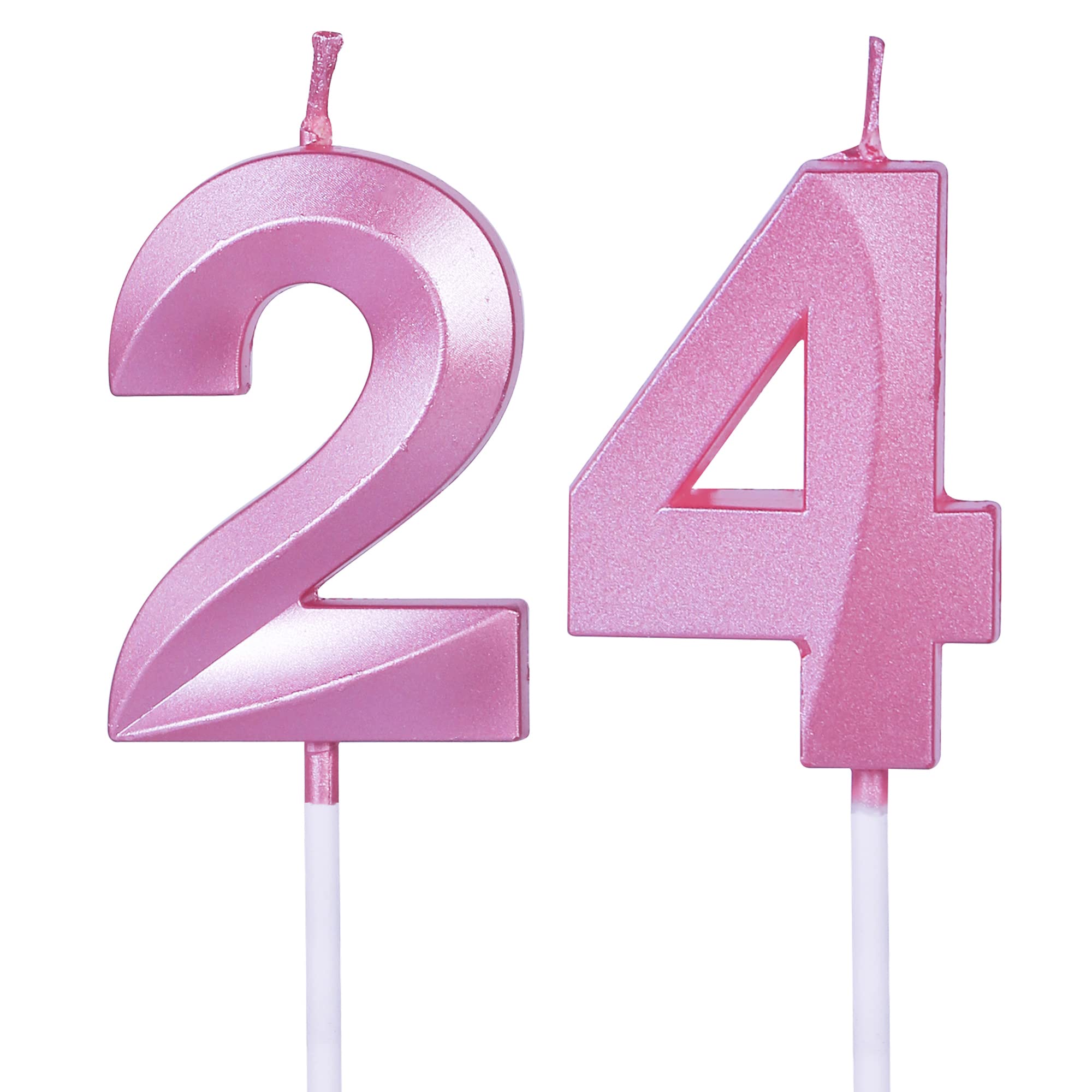 Photo 1 of Pink 24th & 42nd Birthday Candles for Cakes, Number 24 42 Candle Cake Topper for Party Anniversary Wedding Celebration Decoration