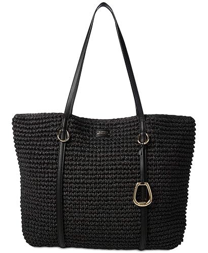 lauren ralph lauren tolton crochet straw tote