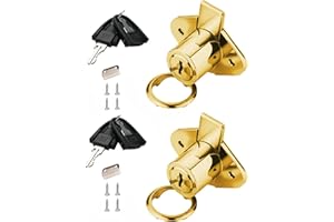 XIEHE 801 Office Furniture Drawer Lock cabinet door locker with 2 keys (2 packs, gold, keyed different2)