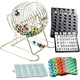 Bingo Game Set for Adults and Kids with 6 Inch Bingo Cage,75 Colored Balls,Master Board,18 Cards,150 Chips - Perfect for Fami