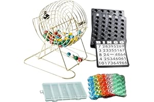Bingo Game Set for Adults and Kids with 6 Inch Bingo Cage,75 Colored Balls,Master Board,18 Cards,150 Chips - Perfect for Fami