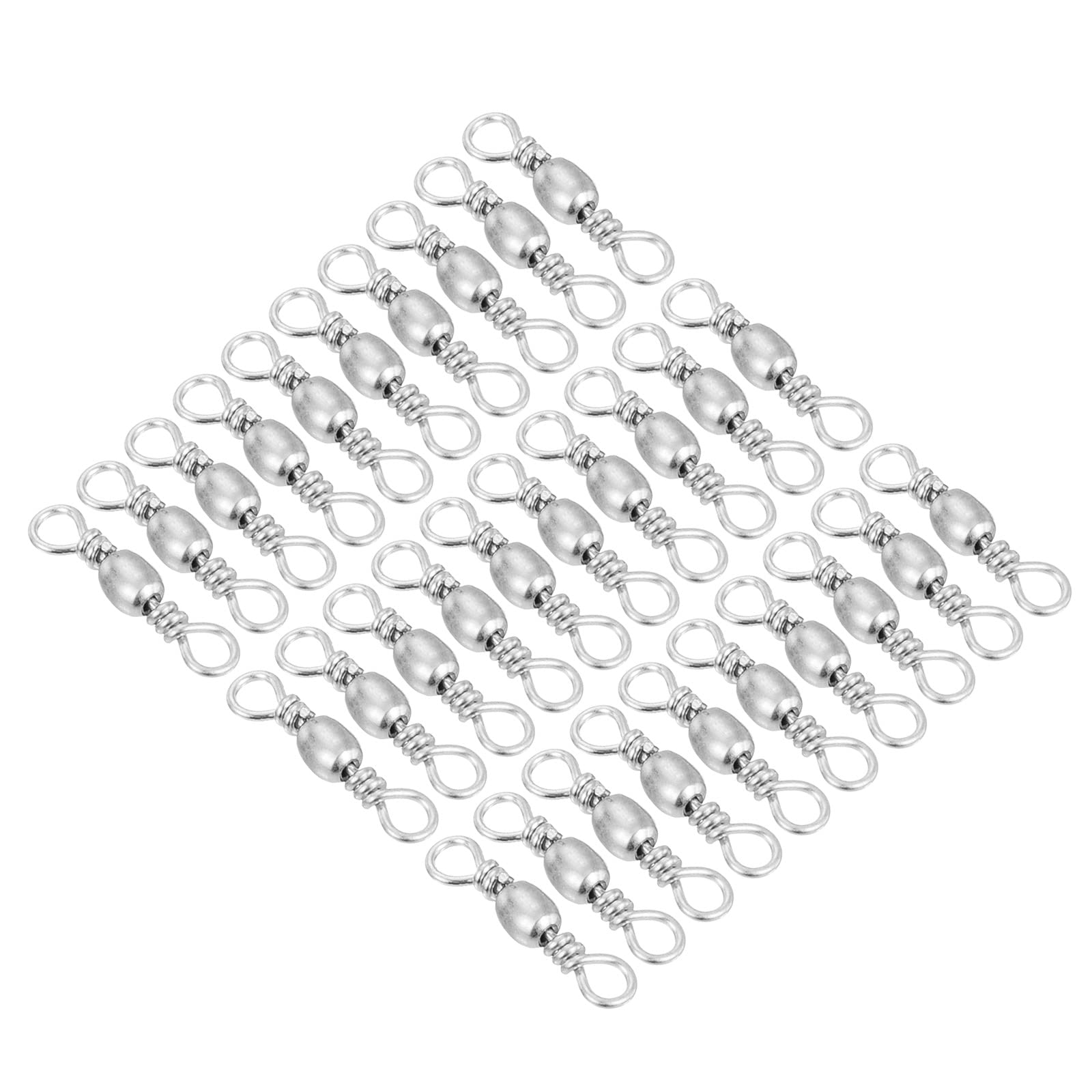 PATIKIL Fishing Barrel Swivel, 30Pcs 28lb Carbon Steel Solid Ring Terminal Tackle, Silver