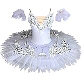 Girl's White Swan Lake Ballet Costume Puffy Skirt Ballet Tutu Dress for Women