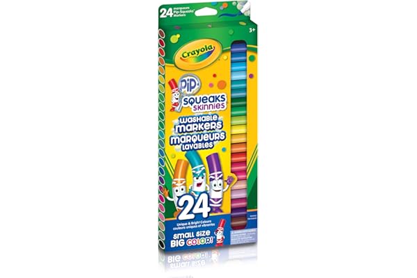 Crayola 58-4324 24 Pip-Squeaks Skinnies Fine Line Washable Markers, School and Craft Supplies, Gift for Boys and Girls, Kids,