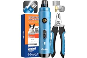 DEELOKI Dog Nail Grinder with LED Light Upgraded 2 Speeds Painless Pet Dog Nail Trimmers and Clipper Super Quiet Best Cat Dog Nail Clipper Kit for Large Small Dogs Pets Cats Breed Paws Quick Grooming