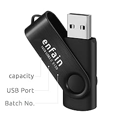 Enfain USB 2.0 16GB Flash Drives 10 Pack All Black