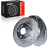 A-Premium 11.10 inch (282mm) Front Drilled and Slotted Disc Brake Rotors | for Honda and Acura Models - Accord 1998-2012, Civic 2006-2011/2013-2024,CR-V, CSX, Element, CR-Z, ILX, Insight, 2-Pack