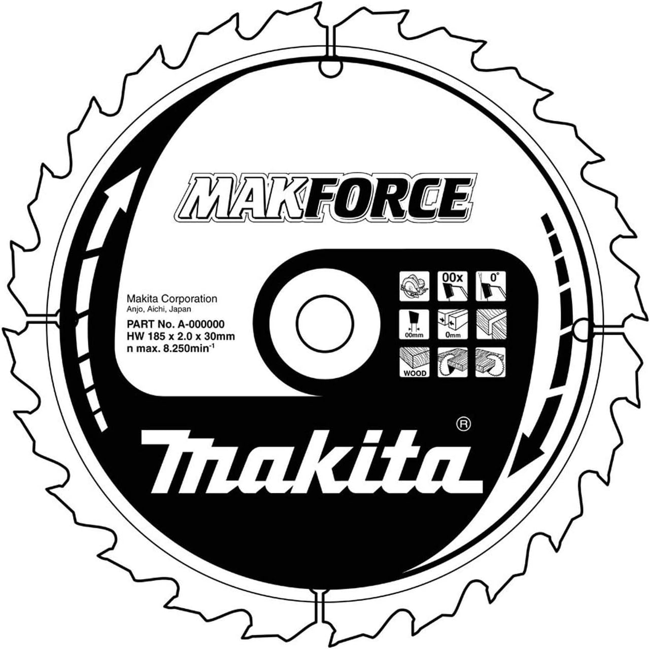 Makita B-32340 MAKFORCE TCT Saw Blade 190x15.88x24T, Black - Image 3