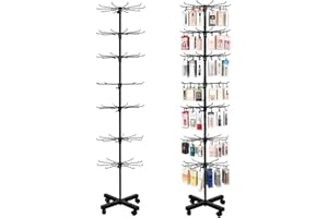 RCZSCBK 7-Tier Rotating Display Rack, 360° Heavy-Duty Spinning Merchandiser for Retail Stores & Showrooms, Movable Floor Gondola for Clothing, Shoes & Accessories