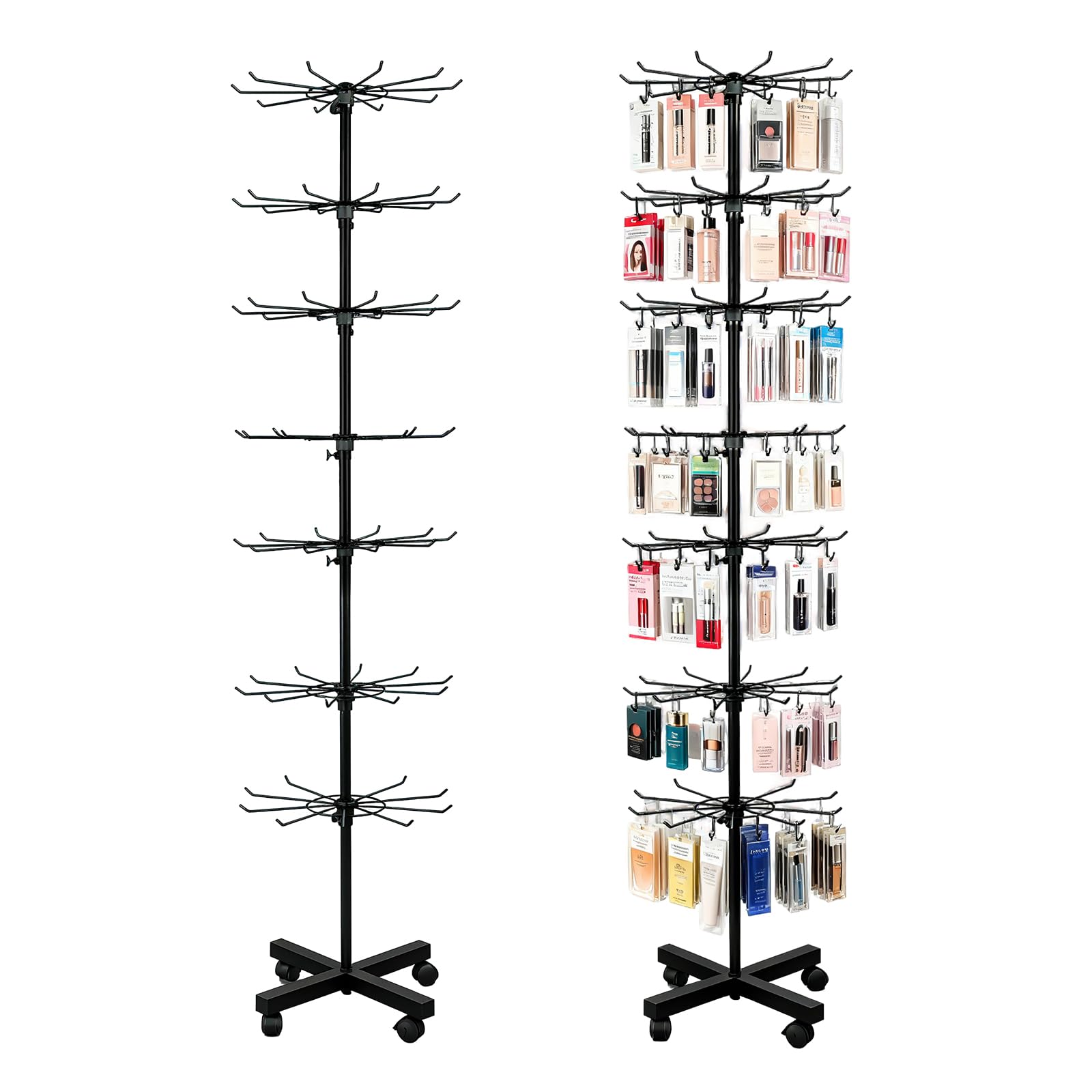 Photo 1 of RCZSCBK 7-Tier Rotating Display Rack, 360° Heavy-Duty Spinning Merchandiser for Retail Stores & Showrooms, Movable Floor Gondola for Clothing, Shoes & Accessories