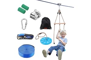 VEVOR Zipline Kit for Kids and Adult, 52 ft Zip Line Kits Up to 500 lb, Backyard Outdoor Quick Setup Zipline, Playground Ente