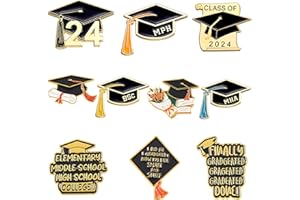GILLNA Graduation Enamel Pins Set, Book Flower Graduation Cap and School Diploma Graduate enamel lapel pins for Student Black Letter Enamel Brooch Pin for Jackets Badges Accessories Gifts-All