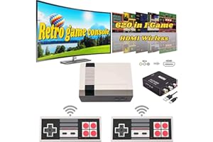 GINGYATU Retro Game Console with 620 Video Games,Classic Mini Game System with Wireless Controller, HDMI HD and AV Output Plug and Play Game Console,Retro Toys Gifts Choice.
