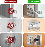 Thrilez 5PCS Cabinet Hinge Repair Kit with 35 Screws Stainless Steel Repair view 6