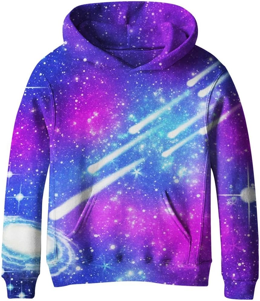 COIKNAVS Teen Girls Boys Galaxy Fleece Sweatshirts Pockets Pullover Hoodies