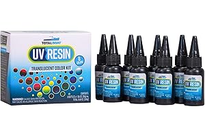 TotalBoat Translucent Colored UV Resin - Fast-Cure UV Resin Kit for Jewelry Making, Charms, Crafts, Casting, and DIY Art Projects - 8 Pre-Tinted Colors, 240g