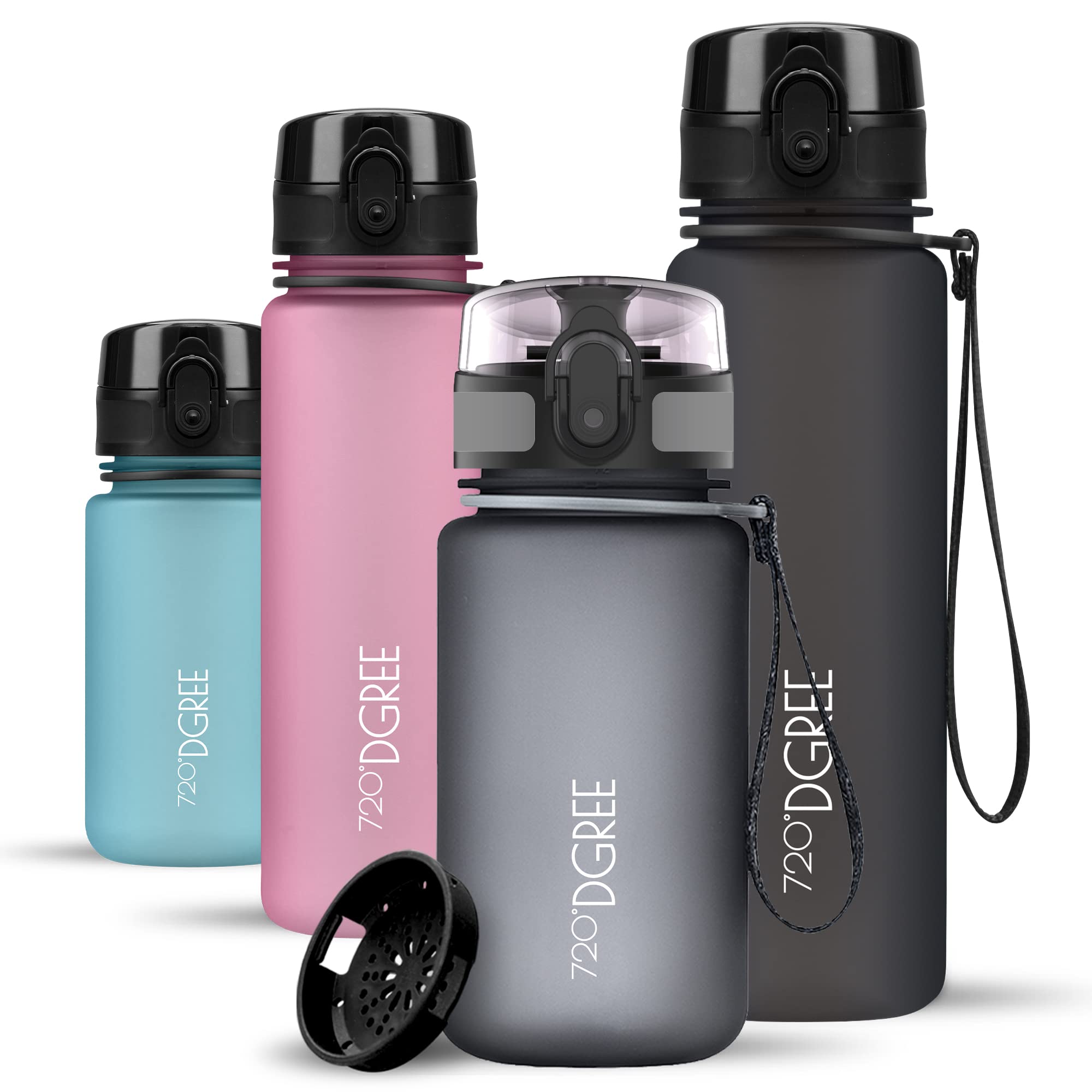 720°DGREE Water Bottle Kids 350ml “uberBottle“ softTouch +Sieve - BPA-Free Tritan, Leakproof, Reusable Drinking Bottle - Waterbottle for Children from 2 Years, Kindergarten, School, Playground, Sport