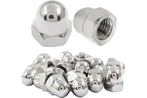 Hitefu 20PCS M8-1.25mm Acorn Cap Nuts, Stainless Steel Hex Cap Dome Head Nuts Locknuts, Bright Finish