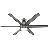 Hunter Fan 60 inch Contemporary Matte Silver Finish Outdoor Ceiling Fan with LED Light Kit (Renewed)