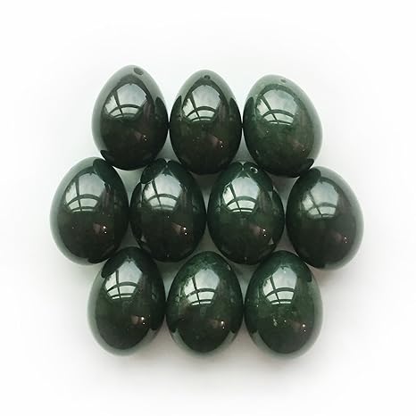 Nephrit-Jade Ei, vorgebohrt, mittlere Größe, für alle Nutzer, 100% natürlich und echt, für Yoni Massage und Beckenbodenmuskul