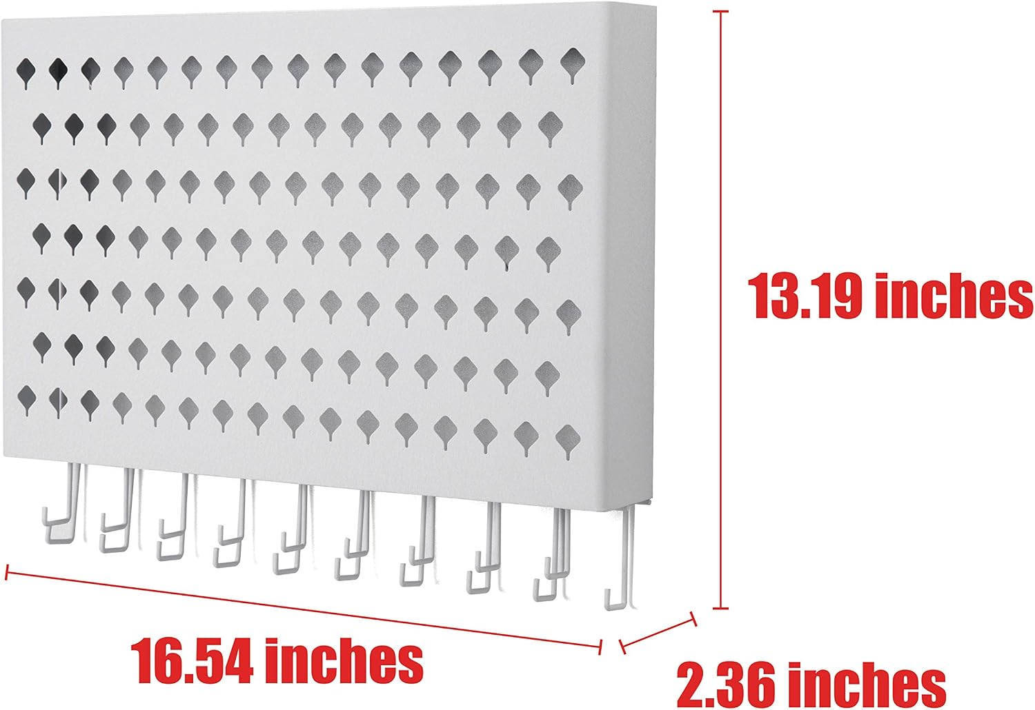 JackCubeDesign Wall Mount Earring Jewelley Hanger Organiser Holder Necklace Bracelet Rack Storage Display Stand Hanging Iron with 109 Holes/19Hooks(White - Image 3