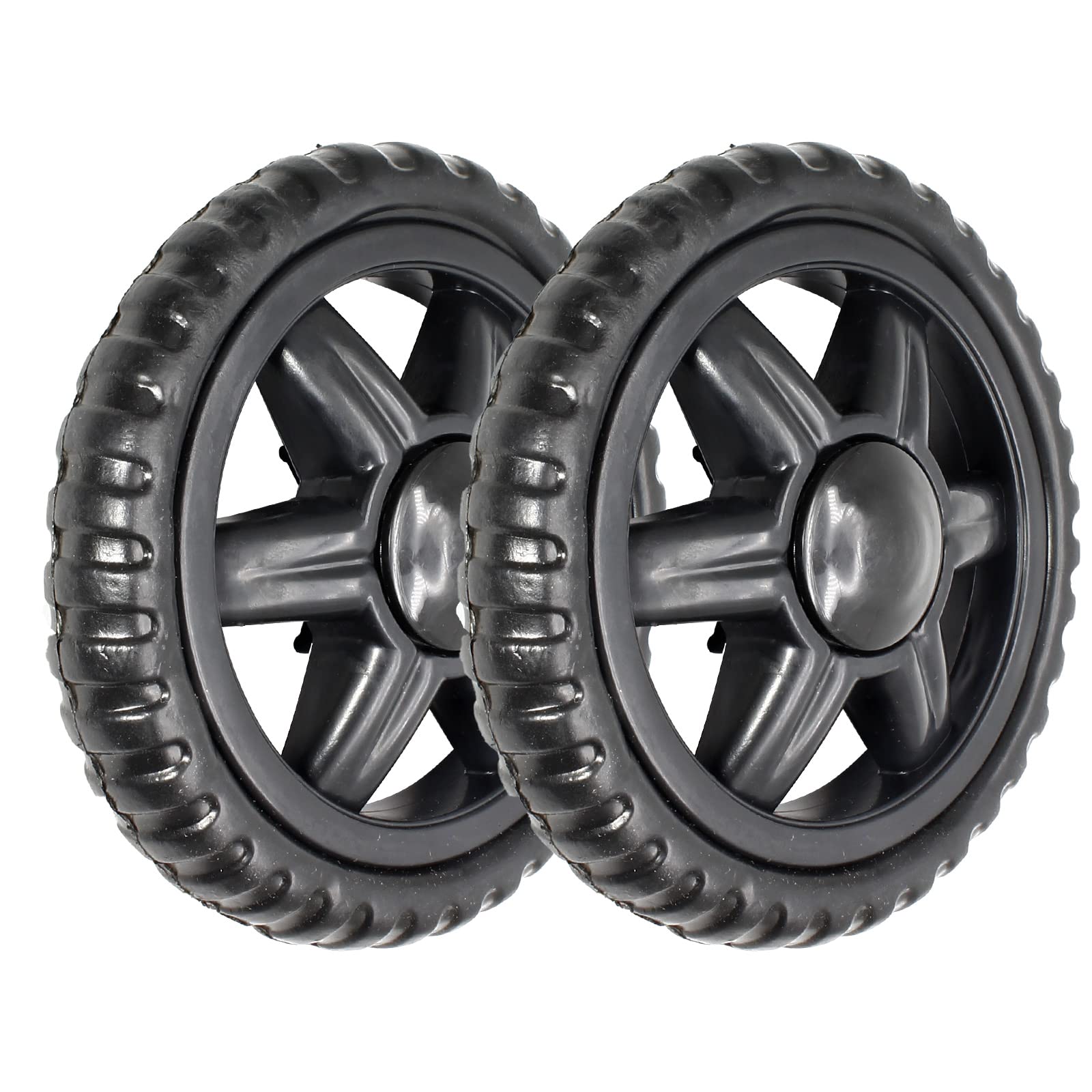 Photo 1 of Uenhoy 2 Pcs Shopping Cart Wheels Replacement Black 5 Inch Dia. Rubber Foaming Cart Wheels