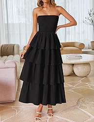 ZESICA Women‘s Summer Boho Strapless Maxi Dress