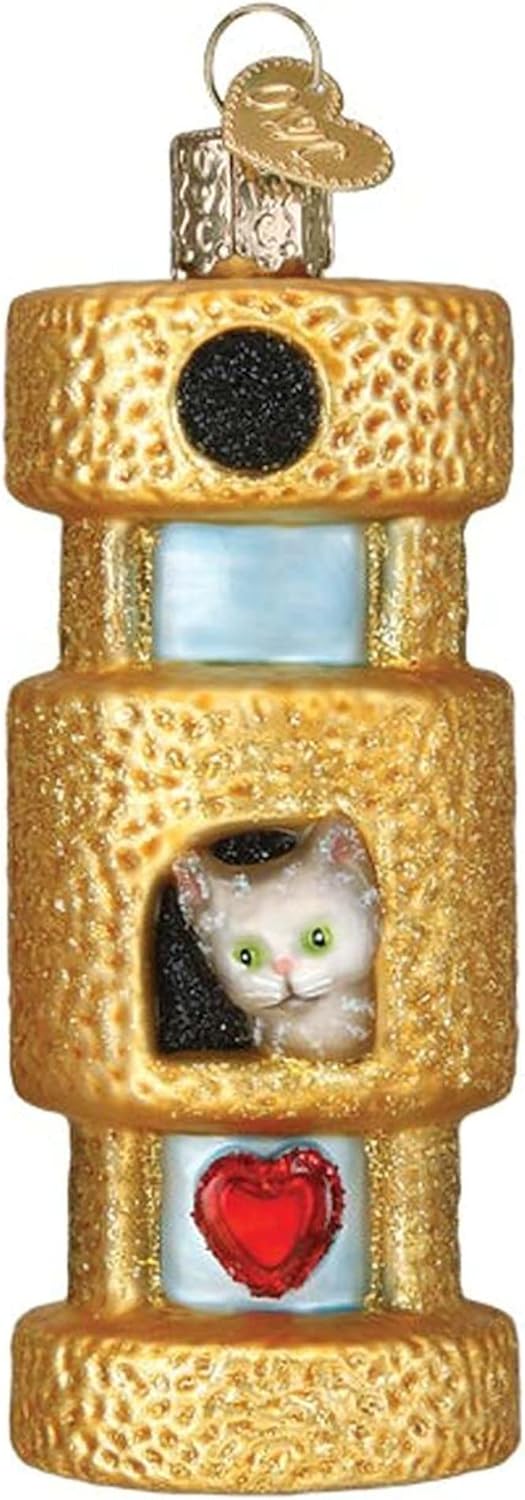 Ornaments - Old World Christmas Cat Tower Glass Blown Ornament for Christmas Tree