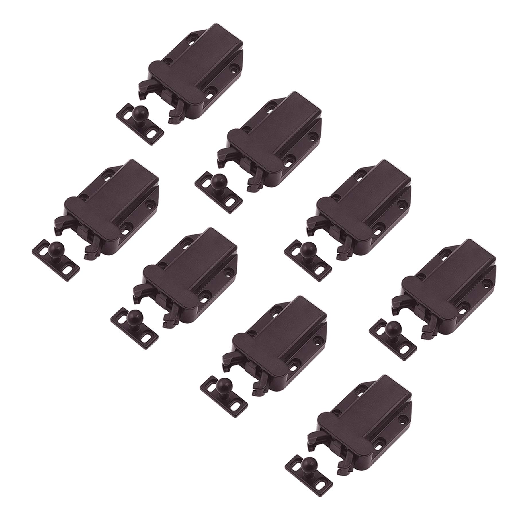 LIKERAINY Door Roller Catches Holder Push to Open for Kitchen Cabinet Cupboard Furniture Closet Bathroom Wardrobe Touch Latch Stopper Brown (8 Pcs)