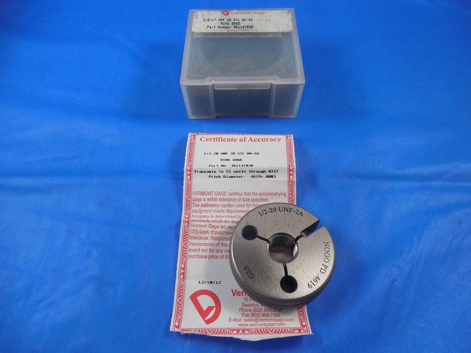 New 1 2 Unf 2a Vermont Thread Ring Gage 5 No Go Only P D 4619 1 2 Amazon Com Industrial Scientific