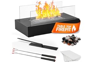 VNIYORS Table Top Firepit - Safety Mini Indoor Fire Pit Tabletop with Cobblestone, Stainless Steel Tabletop Fireplace - Indoor/Outdoor Tabletop Fire Pit, Tabletop Fireplace