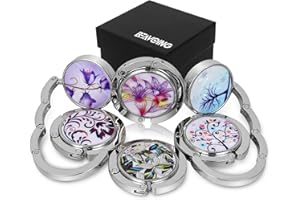 BEAVOING Purse Hanger, Foldable Purse Hook Set of 6 Mixed Pattern Purse Table Hanger Womens Bag Purse Holder for Desk Tables