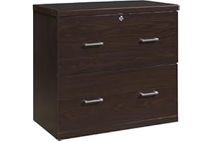 OFFICE STAR PRODUCTS OSP Home Furnishings Alpine 2-Drawer File Cabinet with Locking Top Drawer and Lockdowel Fastening System, Lateral, Espresso
