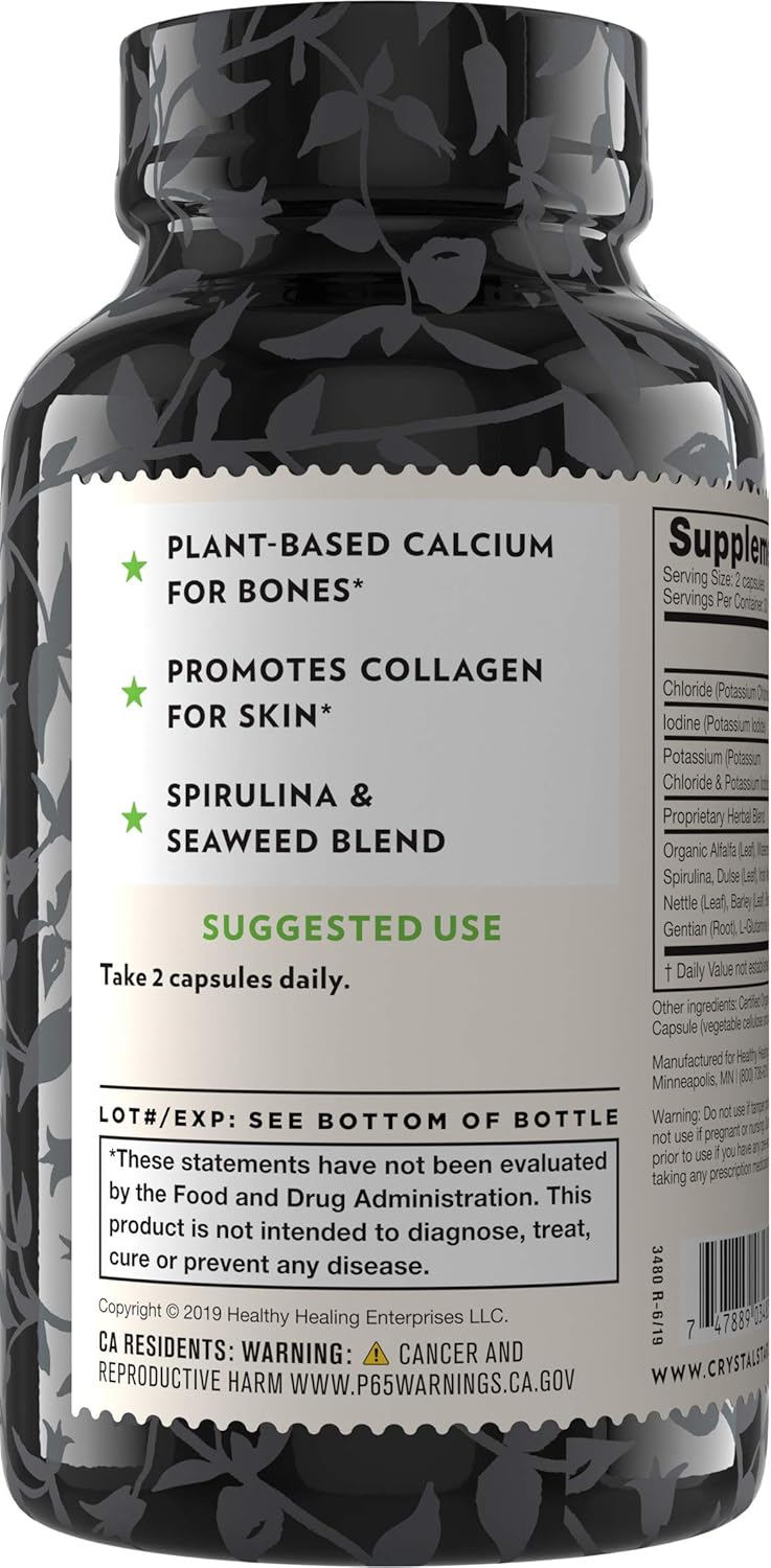 Crystal Star Ocean Minerals Supplement (60 Capsules) – Daily Herbal Supplement for Bone Health & Collagen – Sea Buckthorn, Spirulina & Organic Alfalfa - Non-GMO: Health & Personal Care