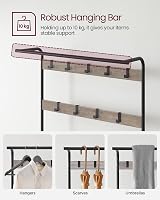 VASAGLE Coat Rack 4-in-1 with Shoe Bench and 9 Removable Hooks Greige Black view 4