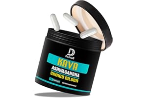 DEDICAD Kava Kava Capsules 1200mg- 3in1 Combined Ashwagandha Root & Ginkgo Biloba Leaf - Support for Comfortable Mood, Brain Health, Muscle & Immune System - 60 Vegan Capsules