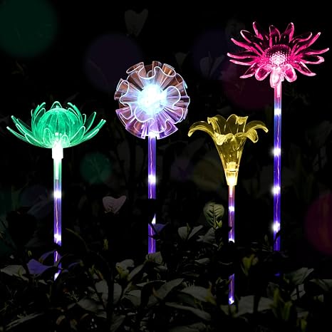 Amazon Com Yunlights 4pcs Solar Garden Lights Outdoor Garden Stake