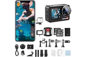 Hiicam Action Camera Speed 50 4K60FPS WiFi with 2" Touch Screen EIS 5X Zoom Remote Control,Bare Machine Waterproof 33FT with Waterproof Case 131FT, 2x1550mAh Battery, Vlog Camera