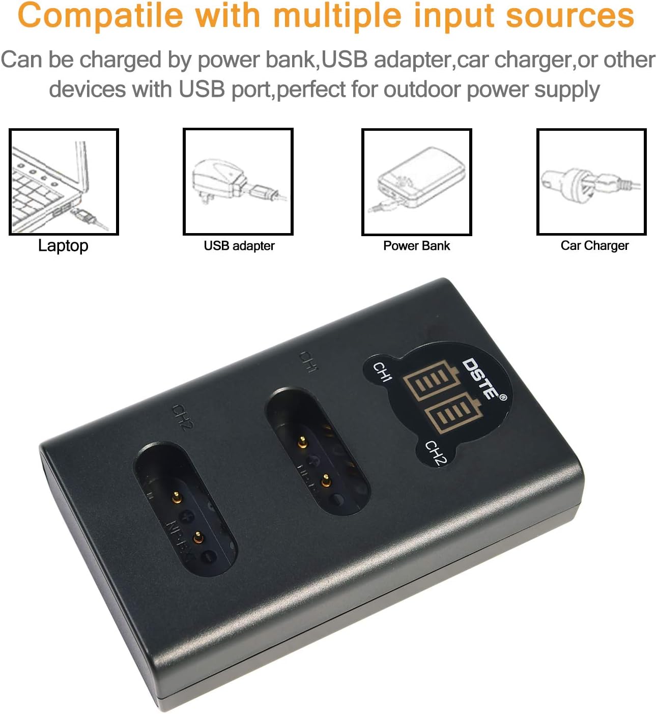 DSTE 2x NP-BX1 Replacement Battery + Dual USB Charger with LCD Display Compatible for NP-BX1/M8 and Sony ZV1 ZV-1 ZV-1F HDR-CX240E DSC-RX10 II DSC-RX1B DSC-RX1R DSC-RX1R/B DSC-RX100 II Camera - Image 5