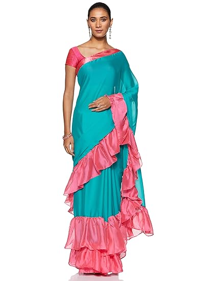 Womanista crepe with blouse piece Saree