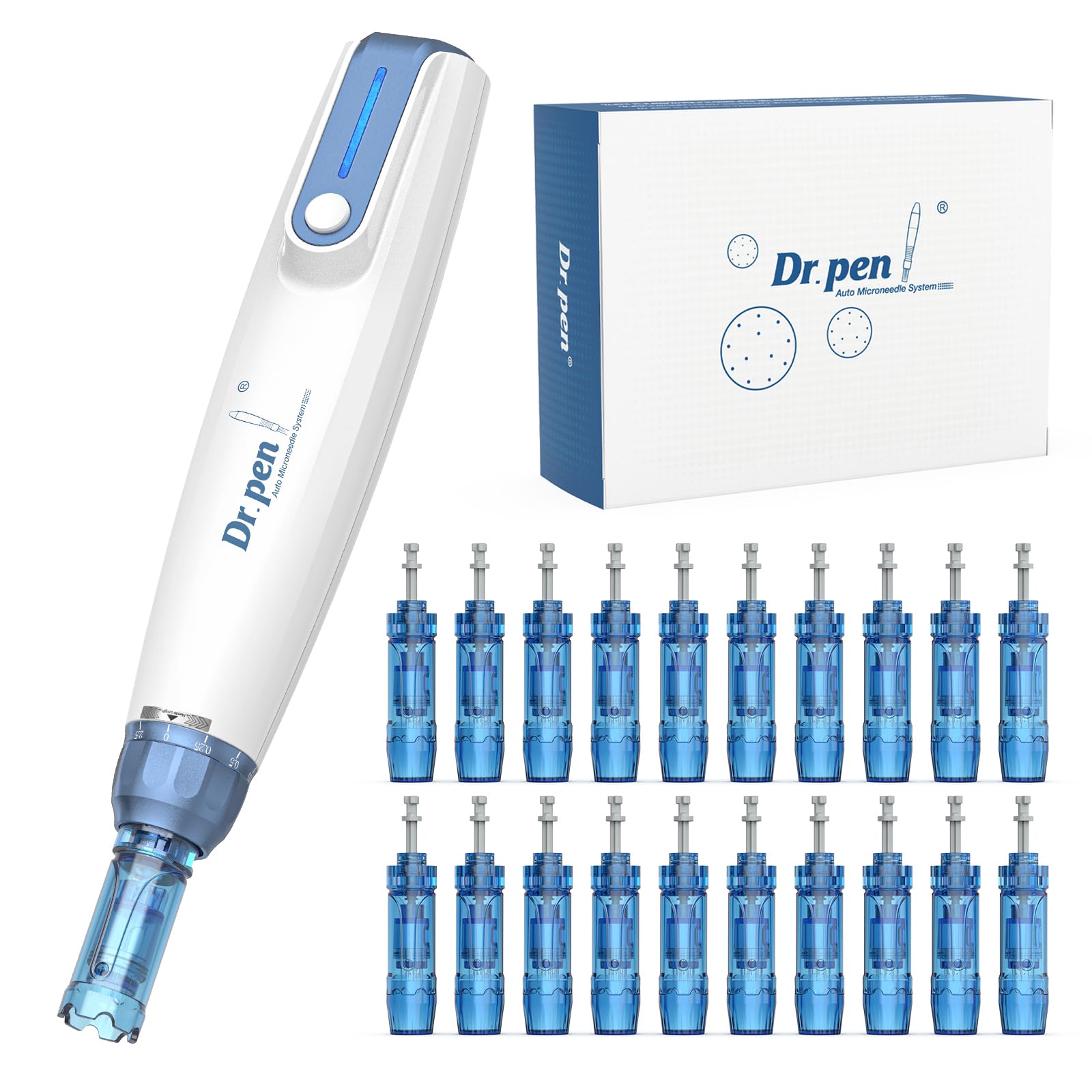 Dr.Pen A9 Microneedling Pen Kit Wireless Micro Needling Derma Pen for Face and Body 6 Speed Adajustable with 12 pin 24 pin 36 pin Nano Round Cartridges for Women and Men UK Plug