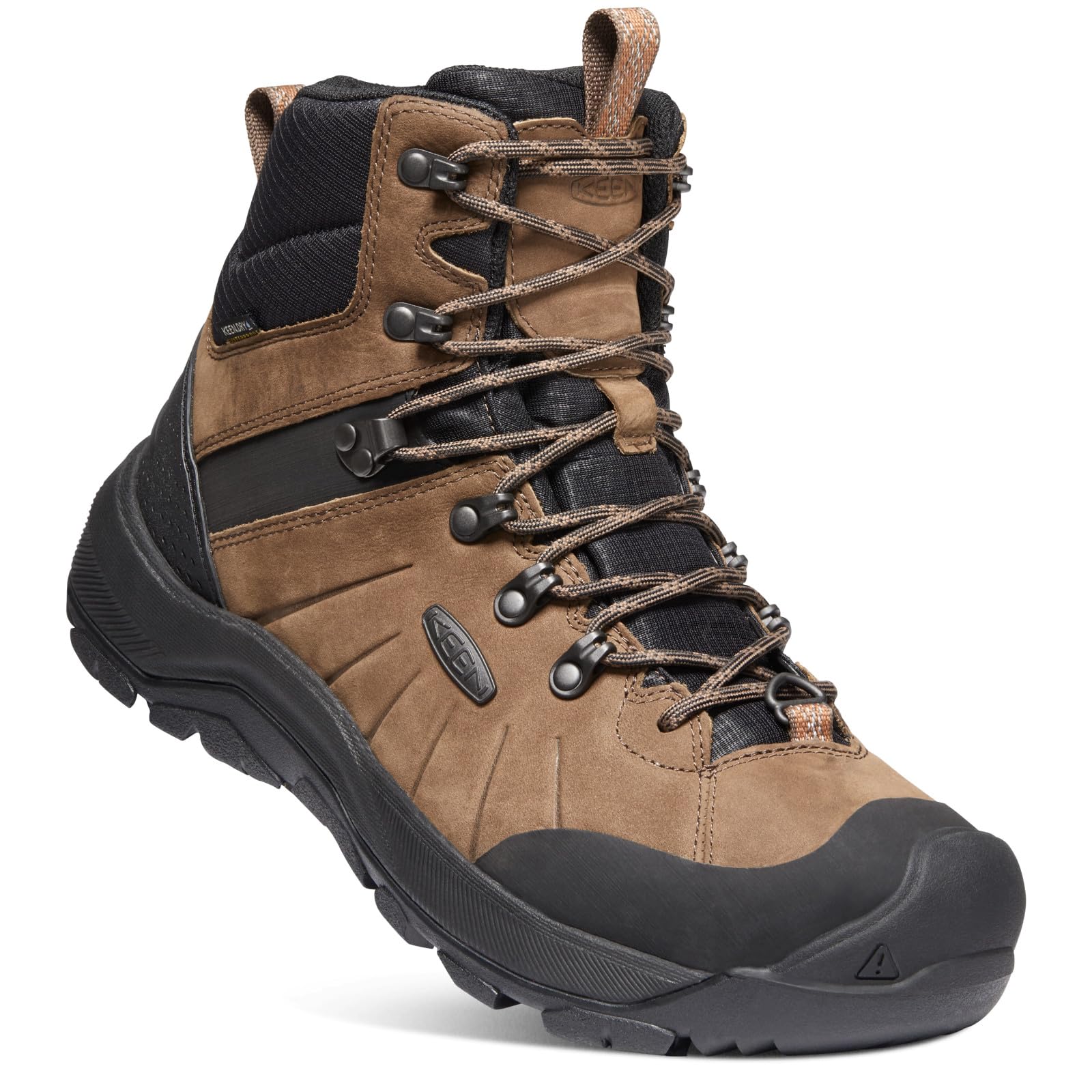 KEEN Men’s Revel 4 Mid Height Polar Insulated Waterproof Snow Boots, Dark Earth/Caramel Cafe, 8