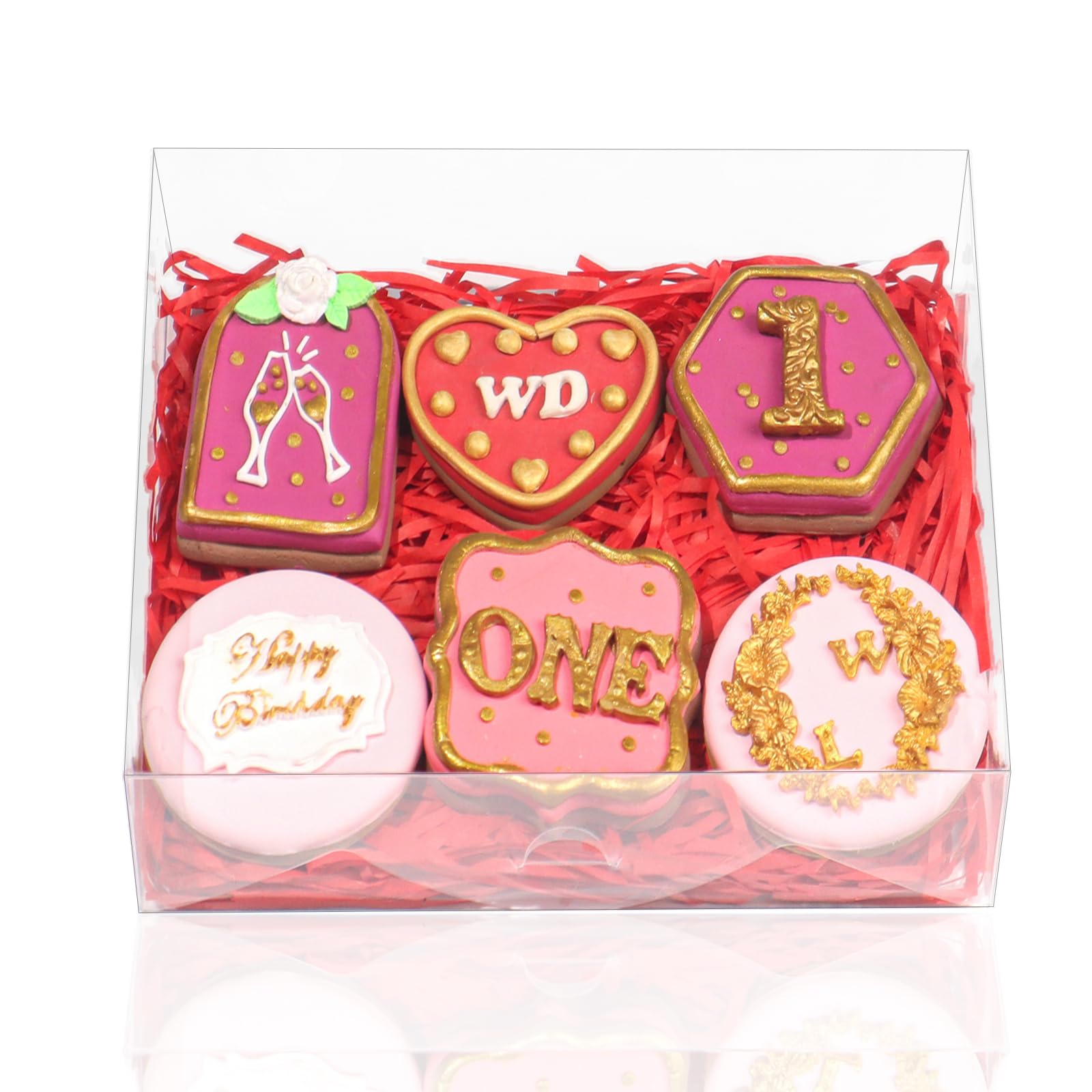Photo 1 of TEMLQPACK 50 pcs 6x6x2 Inches Full Clear Bakery Boxes for Chocolate Covered Strawberries, Cookies, Cakes, Truffles & More