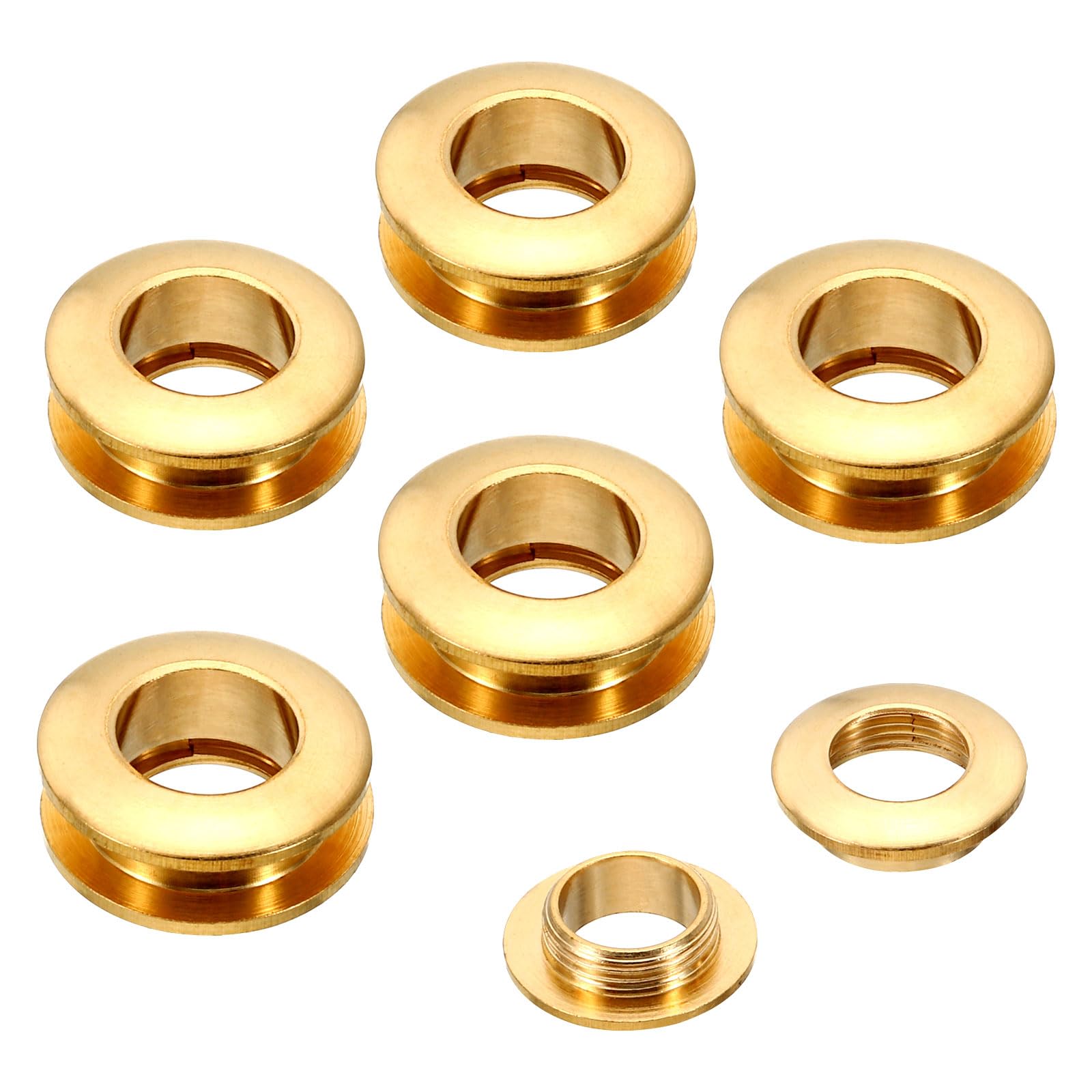 PATIKIL 10.5mm(2/5 Inch) Solid Brass Hole Eyelets, 6 Pcs Arc Surface Self Backing Grommets with Washer for Leather Craft, Brass Tone — image 1