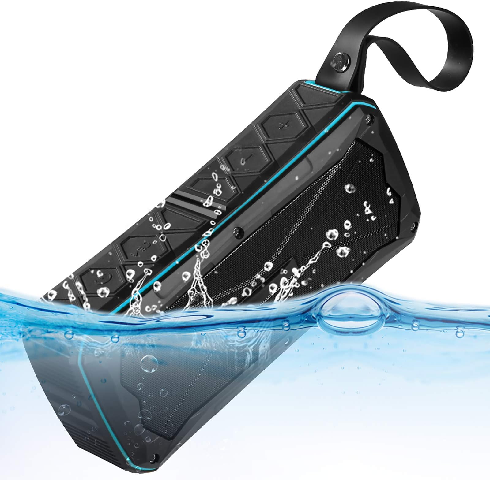 ULBRE Portable Bluetooth Speakers IPX7 Waterproof Wireless 20W Enhanced Bass 12-H Playtime BT Speaker Support Hands-Free Calls, TF card, FM, Audio Input, Radio Antenna,Built-in MIC and Power Bank