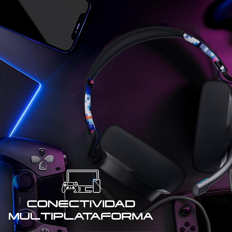 Skullcandy SLYR Pro Over-Ear Multiplatform Wired Gaming Headset, com perceção de som aprimorada, microfone AI, compatível com Xbox PlayStation e PC - Azul