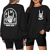 LAZYCHILD Mama Sweatshirts for Women: Oversized Mom Life Pullover Mama Shirt Motherhood Long Sleeve Skeleton Tops
