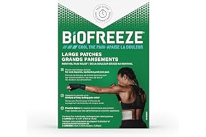 Biofreeze Patches (5 Large Size), Penetrating Pain Relief for Sore Muscles, Arthritis, Backaches, and Sore Joints, Fast Actin